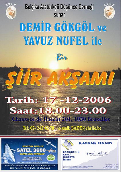 BRÜKSEL'DE 'BİR ŞİİR AKŞAMI'