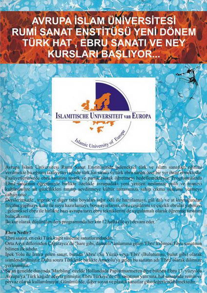 AVRUPA İSLAM ÜNİVERSİTESİ EBRU KURSLARI BAŞLADI