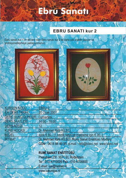 AVRUPA İSLAM ÜNİVERSİTESİ EBRU KURSLARI BAŞLADI
