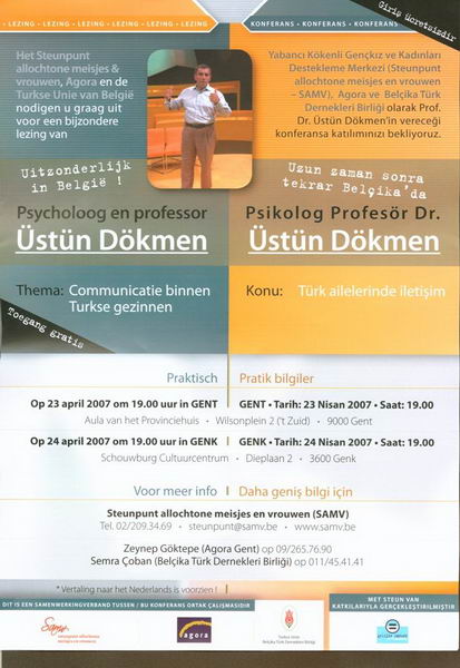 Prof. Dr. Üstün Dökmen Belçika'da konferans verecek