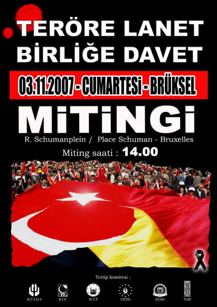 'Terör Lanet  Birliğe Davet' Mitingi Saat 14,'00de
