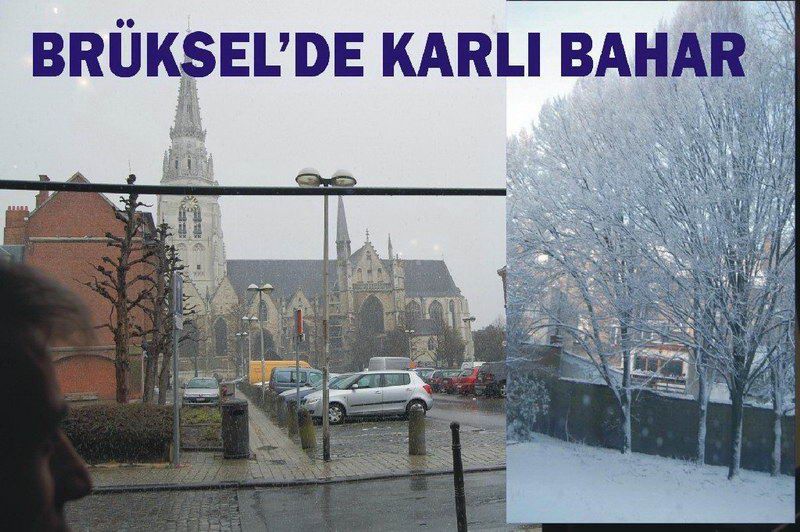Brüksel'de karlı bahar
