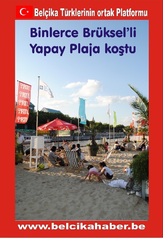 BİNLERCE BRÜKSELLİ YAPAY PLAJA KOŞTU