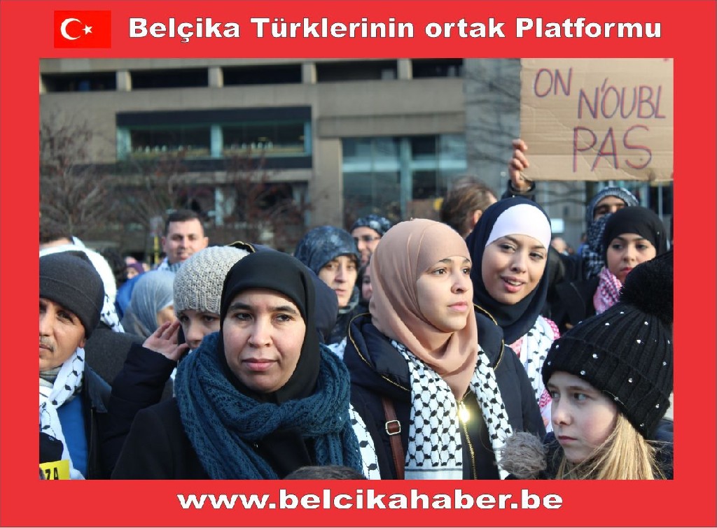 SİYONİST İSRAİL'İN GAZZA KATLİAMI BRÜKSEL'DEN PROTESTO EDİLDİ