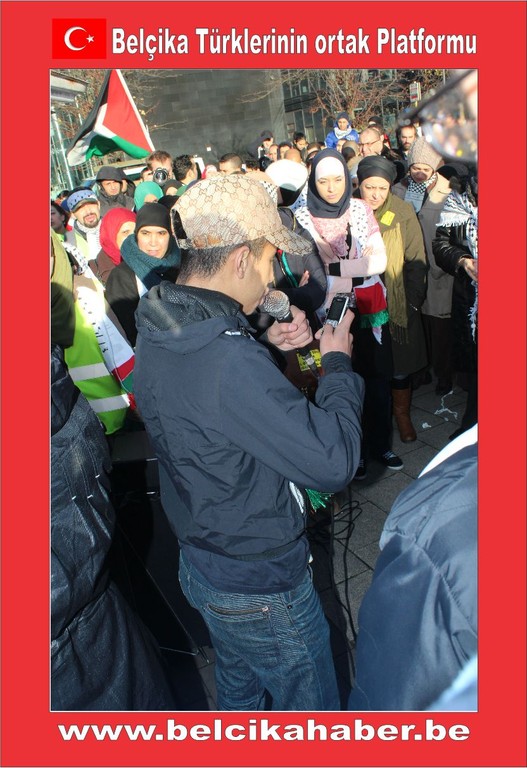 SİYONİST İSRAİL'İN GAZZA KATLİAMI BRÜKSEL'DEN PROTESTO EDİLDİ