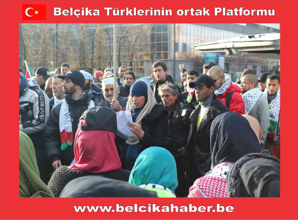SİYONİST İSRAİL'İN GAZZA KATLİAMI BRÜKSEL'DEN PROTESTO EDİLDİ