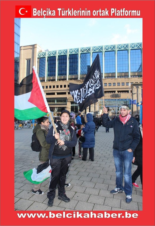 SİYONİST İSRAİL'İN GAZZA KATLİAMI BRÜKSEL'DEN PROTESTO EDİLDİ
