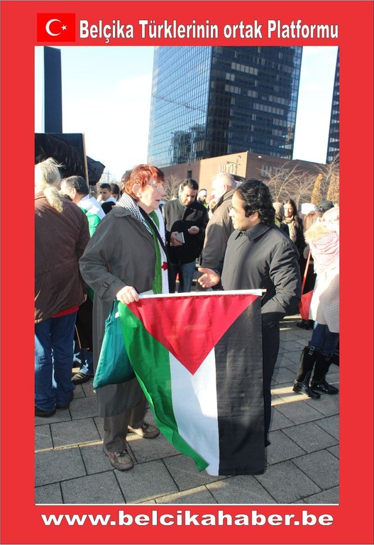 SİYONİST İSRAİL'İN GAZZA KATLİAMI BRÜKSEL'DEN PROTESTO EDİLDİ