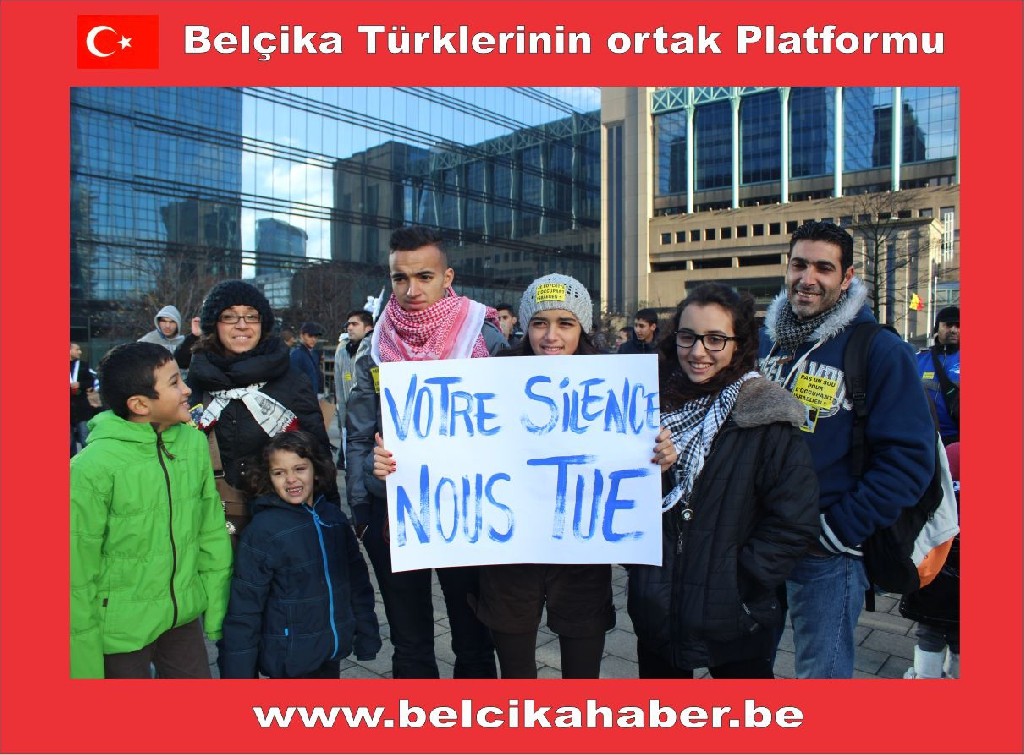 SİYONİST İSRAİL'İN GAZZA KATLİAMI BRÜKSEL'DEN PROTESTO EDİLDİ