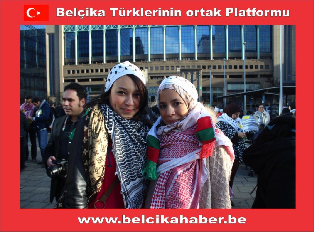 SİYONİST İSRAİL'İN GAZZA KATLİAMI BRÜKSEL'DEN PROTESTO EDİLDİ
