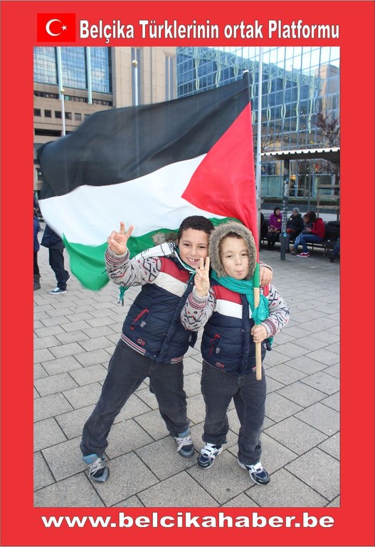 SİYONİST İSRAİL'İN GAZZA KATLİAMI BRÜKSEL'DEN PROTESTO EDİLDİ