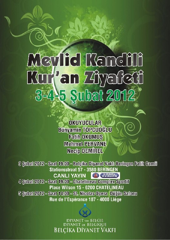 Diyanet Vakfı Mevlid Kandili ve Kur'an Ziyafeti Programları Düzenleniyor