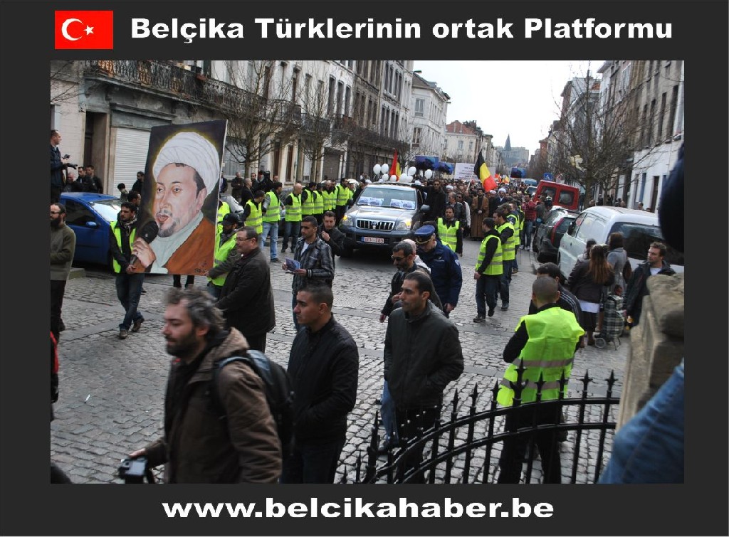 ŞEHİT EDİLEN ŞEYH ABDULLAH'A YÖNELİK SALDIRIYI BRÜKSEL'DE BİNLERCE KİŞİ KINADI