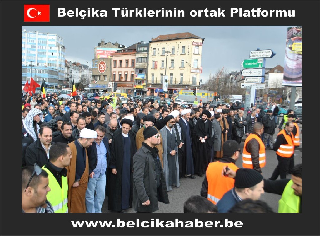 ŞEHİT EDİLEN ŞEYH ABDULLAH'A YÖNELİK SALDIRIYI BRÜKSEL'DE BİNLERCE KİŞİ KINADI