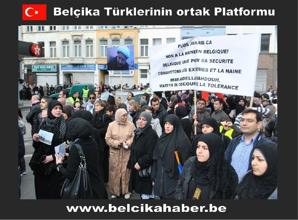 ŞEHİT EDİLEN ŞEYH ABDULLAH'A YÖNELİK SALDIRIYI BRÜKSEL'DE BİNLERCE KİŞİ KINADI