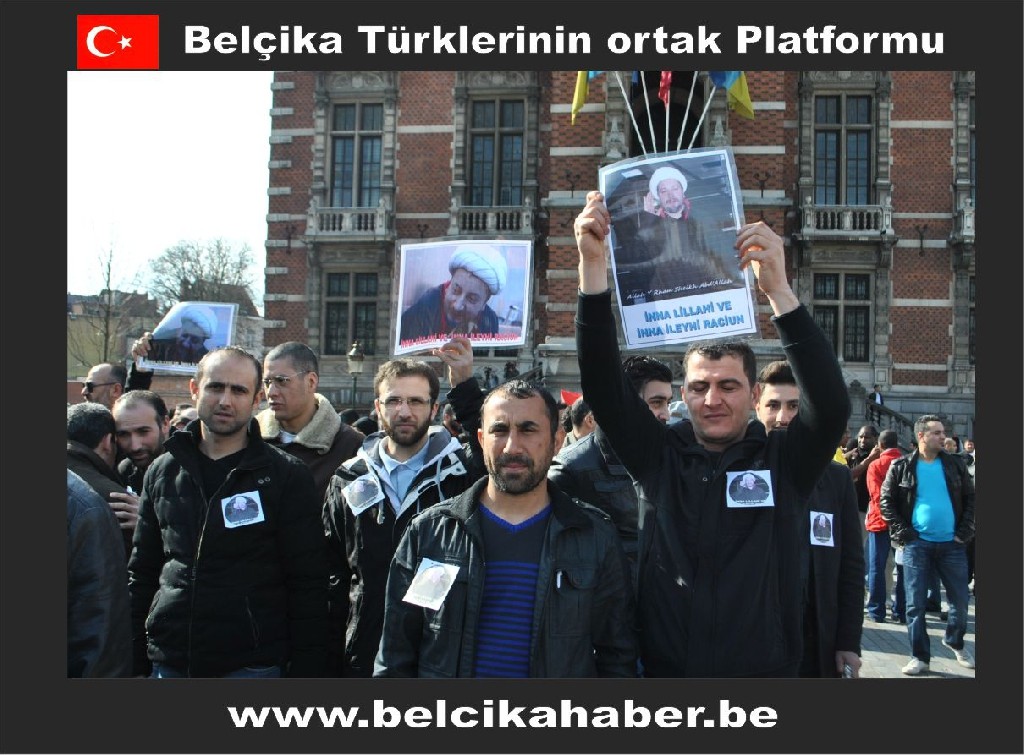 ŞEHİT EDİLEN ŞEYH ABDULLAH'A YÖNELİK SALDIRIYI BRÜKSEL'DE BİNLERCE KİŞİ KINADI