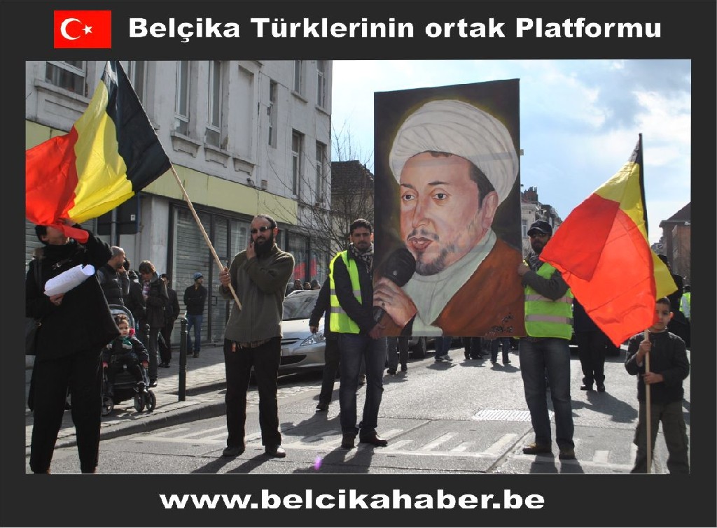 ŞEHİT EDİLEN ŞEYH ABDULLAH'A YÖNELİK SALDIRIYI BRÜKSEL'DE BİNLERCE KİŞİ KINADI