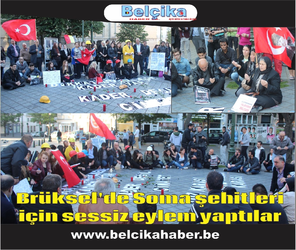Brüksel'de Soma şehitleri için sessiz eylem yaptılar