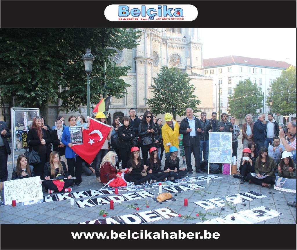 Brüksel'de Soma şehitleri için sessiz eylem yaptılar