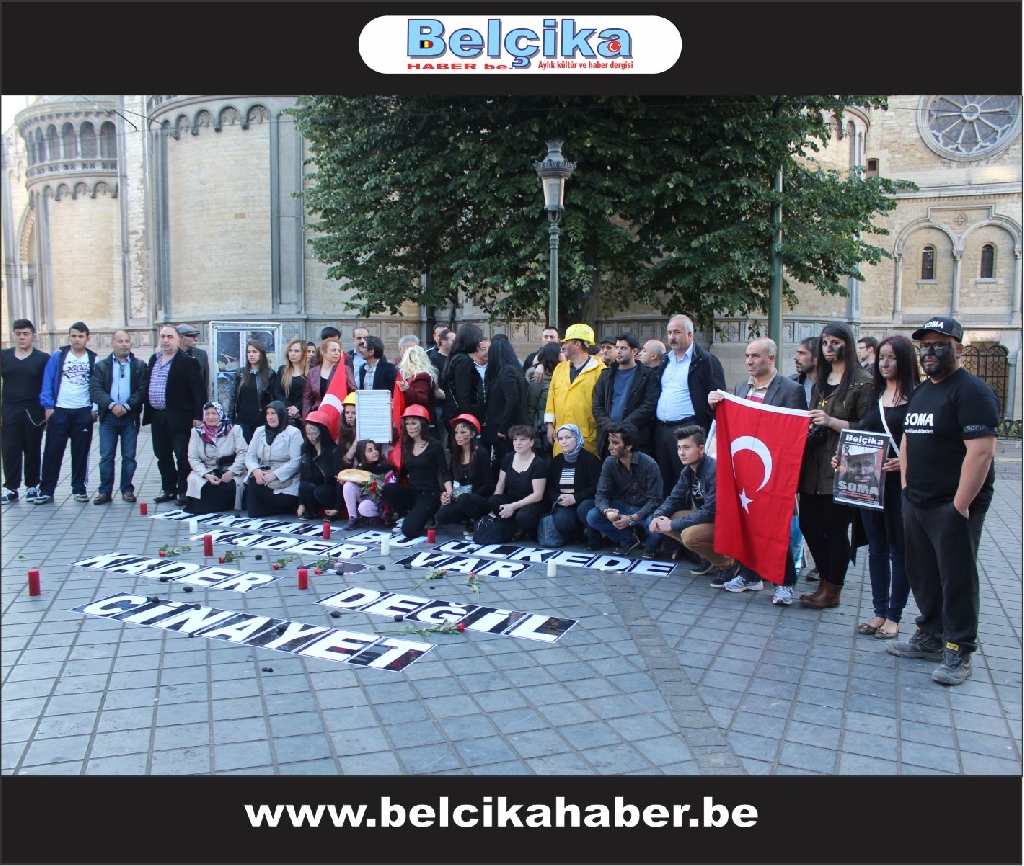 Brüksel'de Soma şehitleri için sessiz eylem yaptılar
