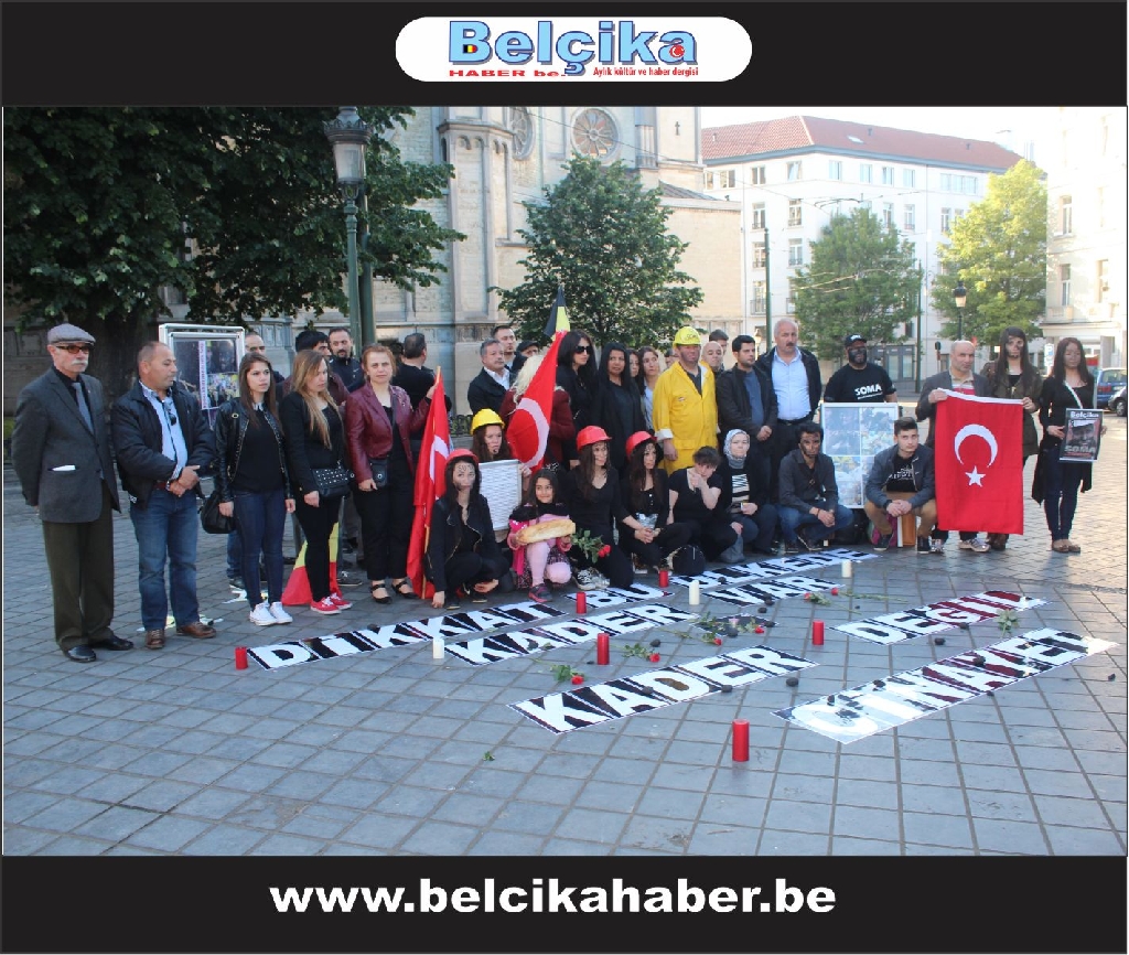 Brüksel'de Soma şehitleri için sessiz eylem yaptılar
