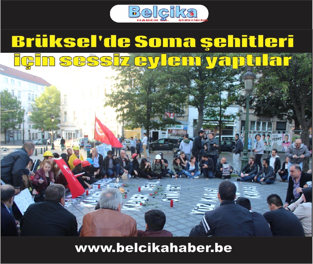 Brüksel'de Soma şehitleri için sessiz eylem yaptılar