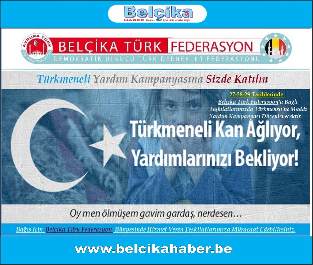 BELÇİKA TÜRK FEDERASYONU'NDAN TÜRKMENLERE YARDIM KAMPANYASI