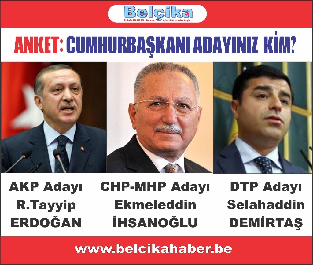 ANKET: CUMHURBAŞKANLIĞI SEÇİMİNDE OYUNUZU HANGİ ADAYA VERECEKSİNİZ?