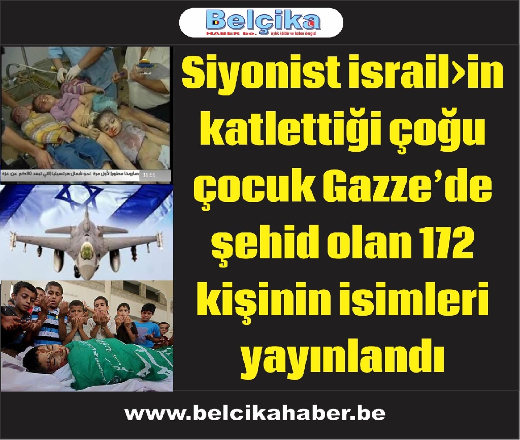 Gazze’de şehid olan 172 kişinin isimleri yayınlandı.