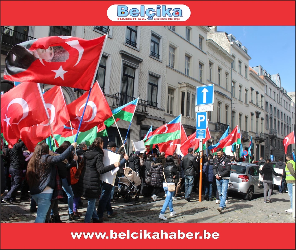 'AB'NİN KALBİNDE VE ERMENİSTAN BÜYÜKELÇİLİĞİ' ÖNÜNDE GÖRKEMLİ BİR PROTESTO GERÇEKLEŞTİRİLDİLER