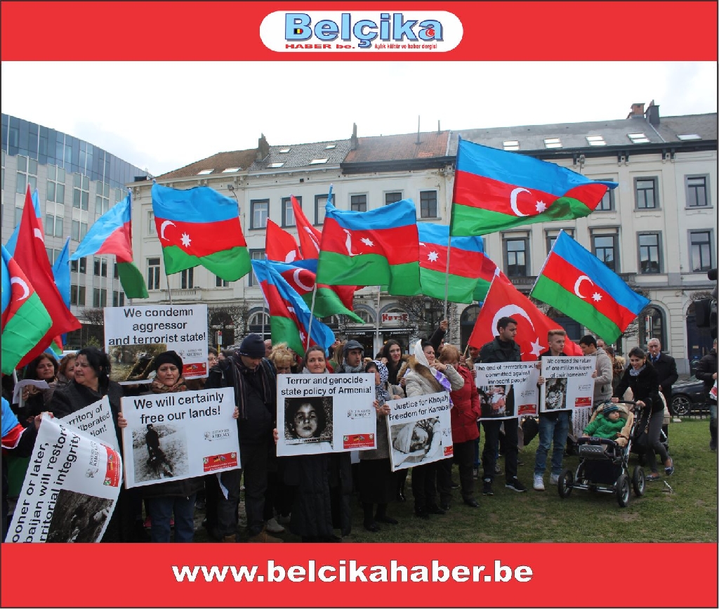'AB'NİN KALBİNDE VE ERMENİSTAN BÜYÜKELÇİLİĞİ' ÖNÜNDE GÖRKEMLİ BİR PROTESTO GERÇEKLEŞTİRİLDİLER