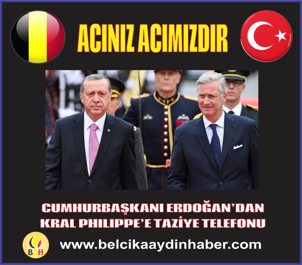 Cumhurbaşkanı Erdoğan'dan Belçika Kralı Philippe'e taziye telefonu
