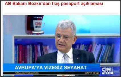 AB Bakanı Bozkır'dan flaş pasaport açıklaması