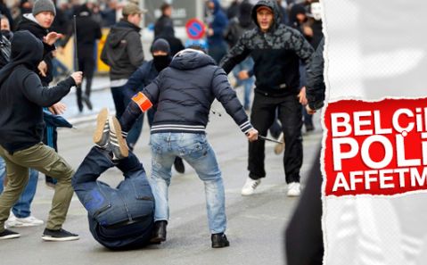 Belçika'nın başkenti Brüksel'de, terör olaylarını protesto etmek isteyen gruba polisler engel oldu.