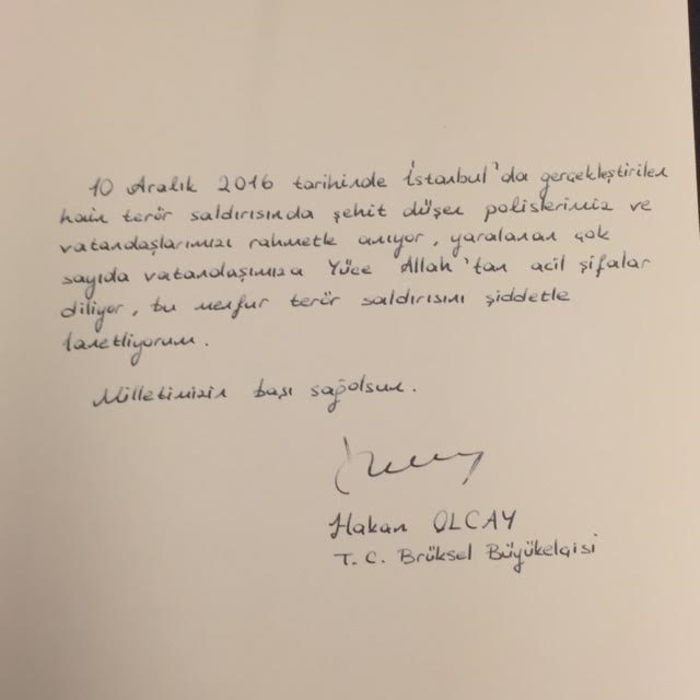 BÜYÜKELÇİLİKTE ŞEHİTLER İÇİN TAZİYE DEFTERİ AÇILDI