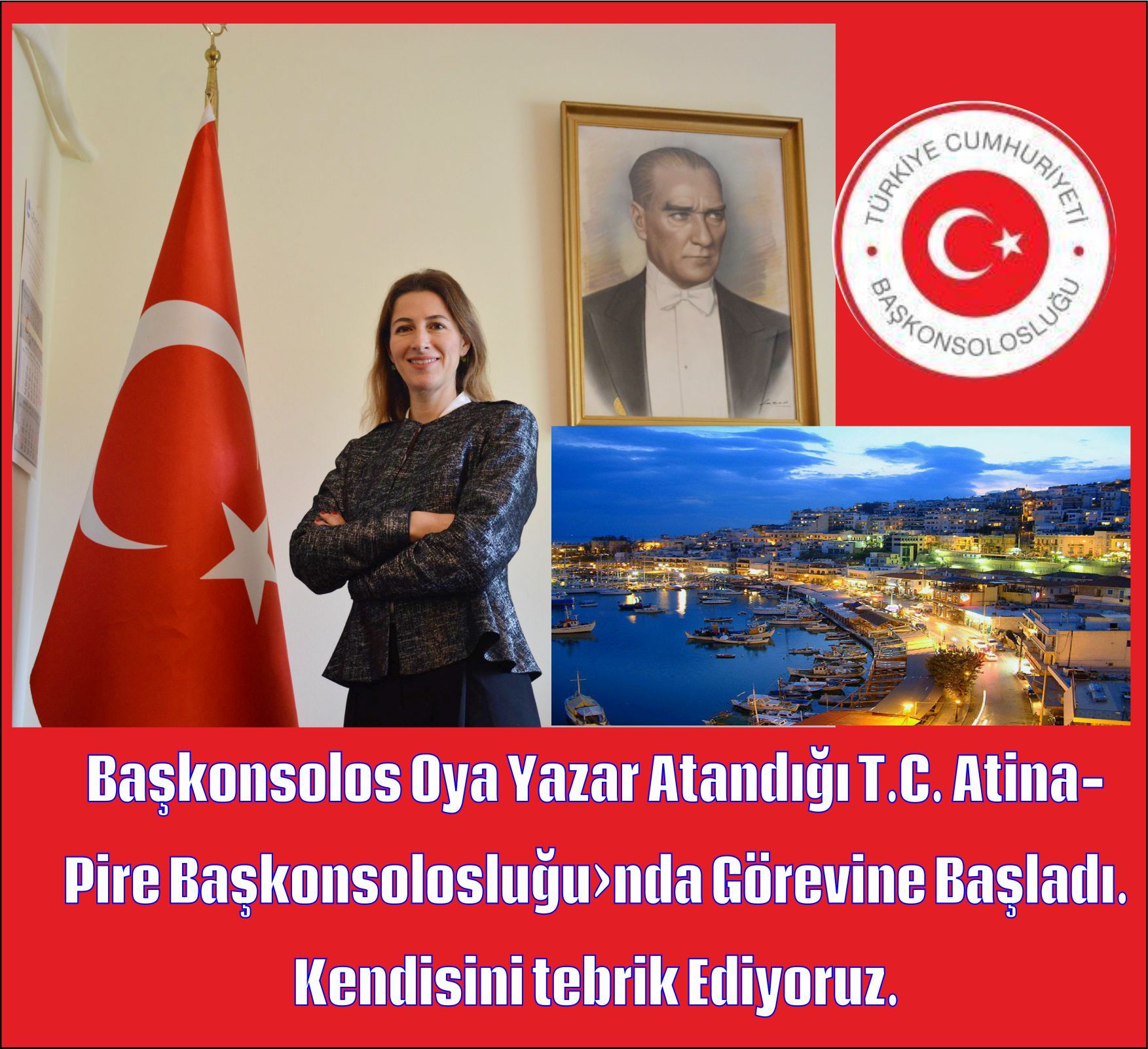 Brüksel'de Müsteşarlık Yapan Oya Yazar Yunanistan T.C. Pire Başkonsolosluğuna Atandı