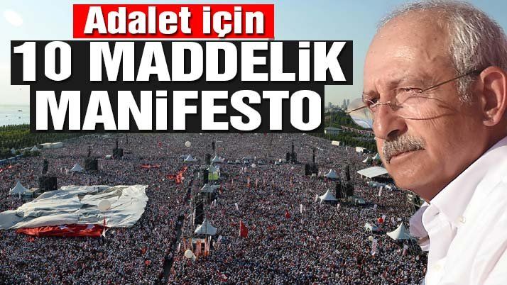 İki milyon aşkın kişinin katıldığı Maltepe mitinginde Kılıçdaroğlu'ndan 'Adalet için 10 maddelik manifesto'