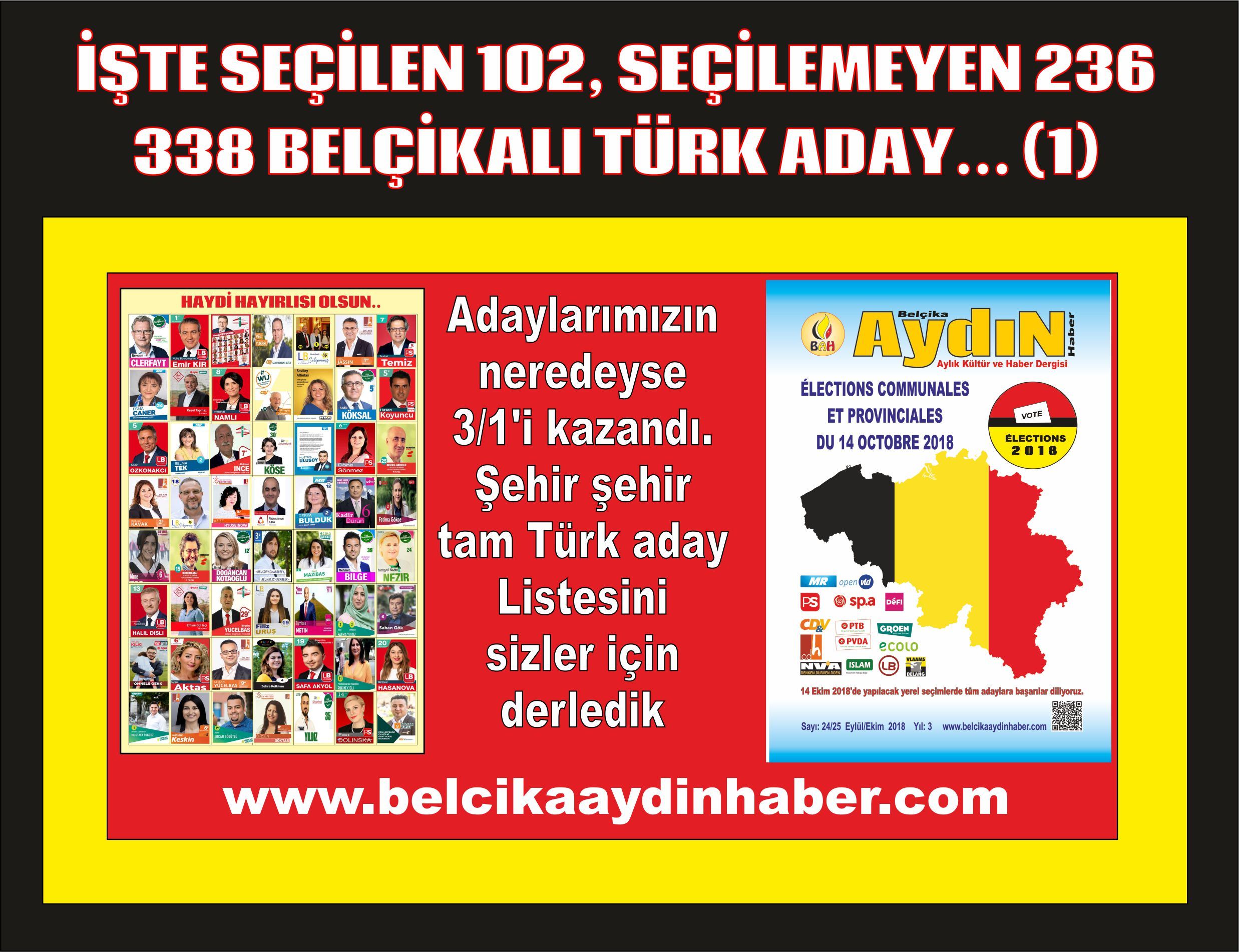 BELÇİKAâ€™DAKİ YEREL SEÇİMLERE KATILAN TÜRKLER VE ALDIKLARI OYLAR (1)