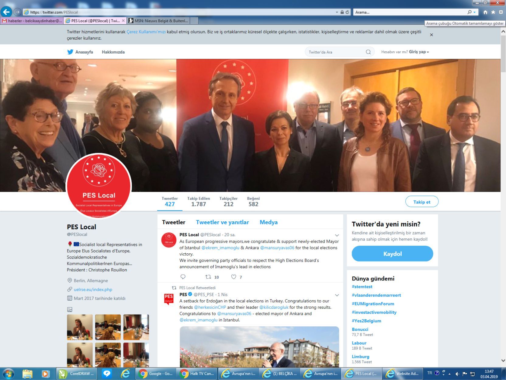 Avrupaâ€™nın ikinci büyük siyasi gücü PES yerel seçim başarısı için CHPâ€™yı kutladı