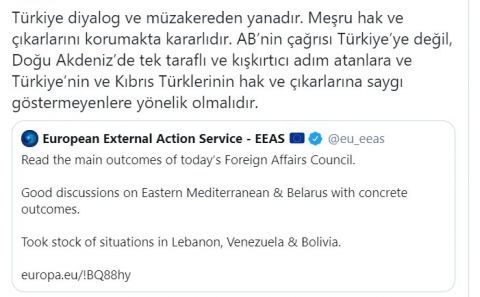 Türkiyeâ€™den ABâ€™ye â€˜Doğu Akdenizâ€™ yanıtı
