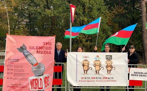 ERMENİSTAN'IN SİVİLLERE YÖNELİK KATLİAMINA SESSİZ KALAN MEDYA HOLLANDA'DA PROTESTO EDİLDİ