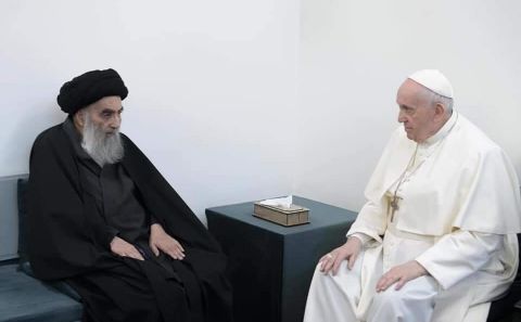 Papa, Şii lider Seyyid ayetullah Sistani ile bir araya geldi