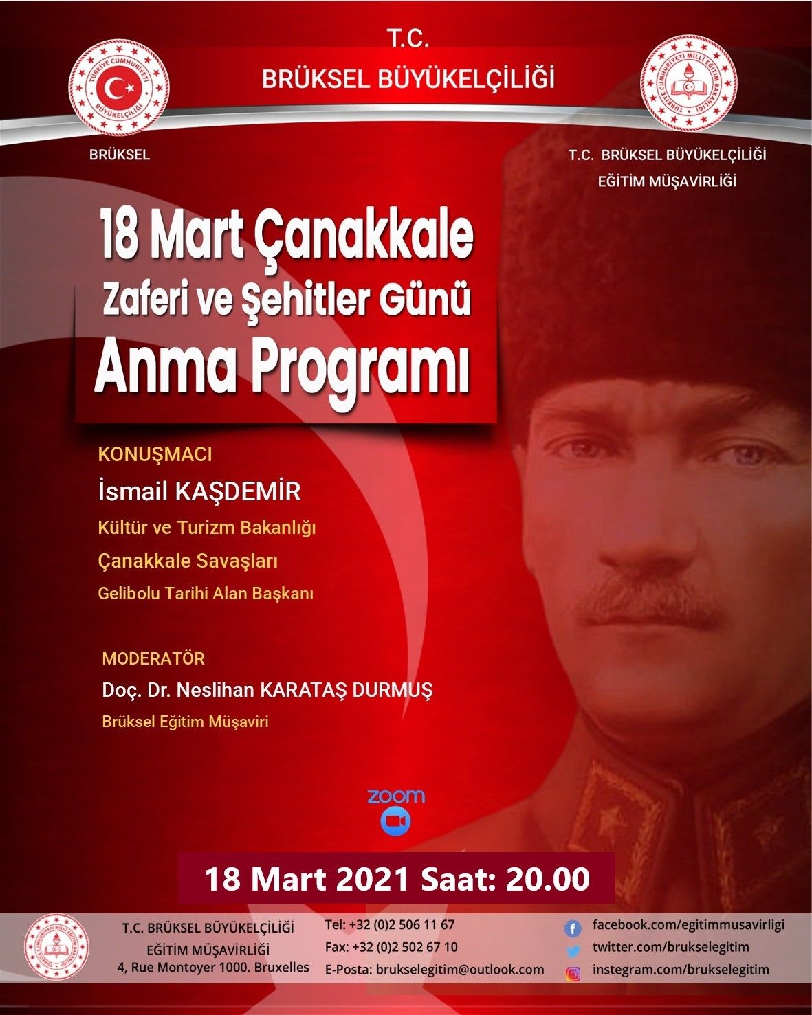 Büyükelçilik Eğitim Müşaviliği '18 Mart Çanakkale Zaferi ve Şehitler Günü Anma Programı'