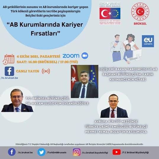 Büyükelçiliğimiz evsahipliğinde gerçekleştirilen â€œAB Kurumlarında Kariyer Fırsatlarıâ€ konulu çevrimiçi etkinlik