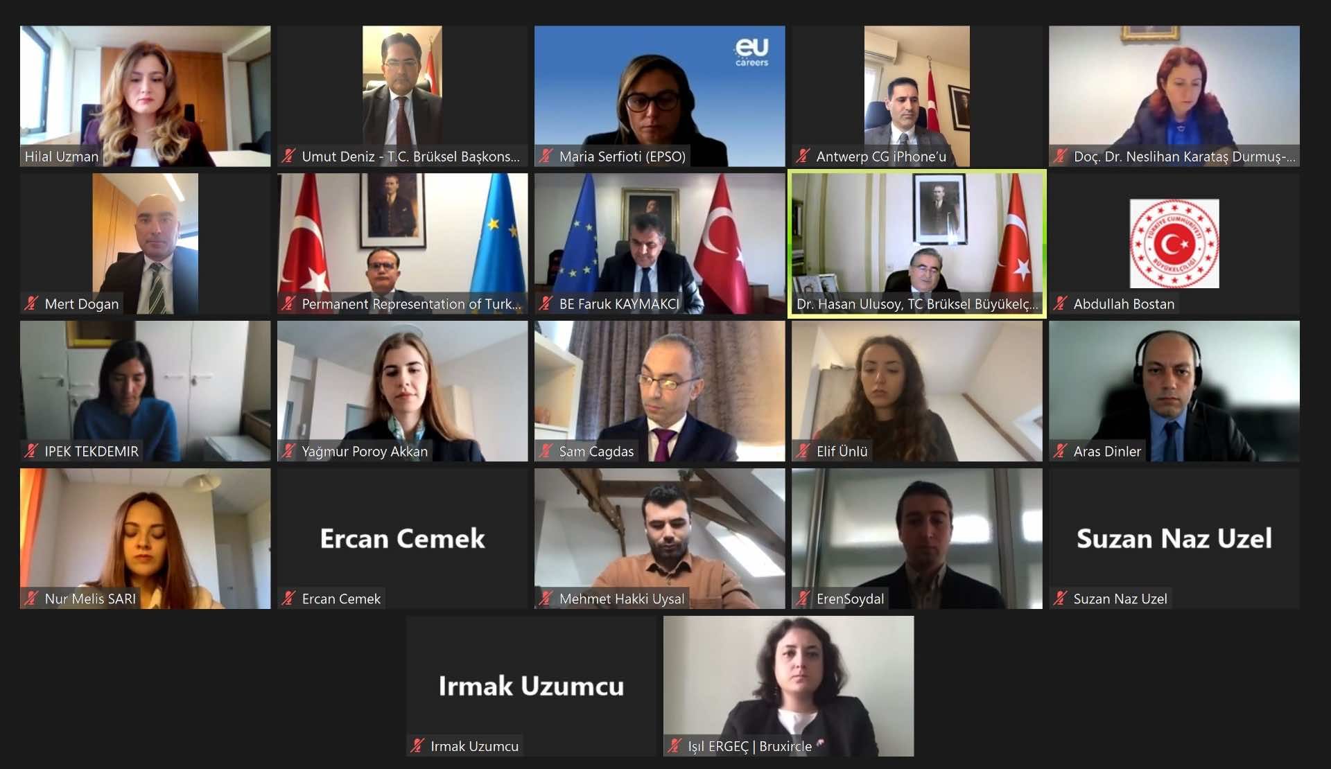 Büyükelçiliğimiz evsahipliğinde gerçekleştirilen â€œAB Kurumlarında Kariyer Fırsatlarıâ€ konulu çevrimiçi etkinlik