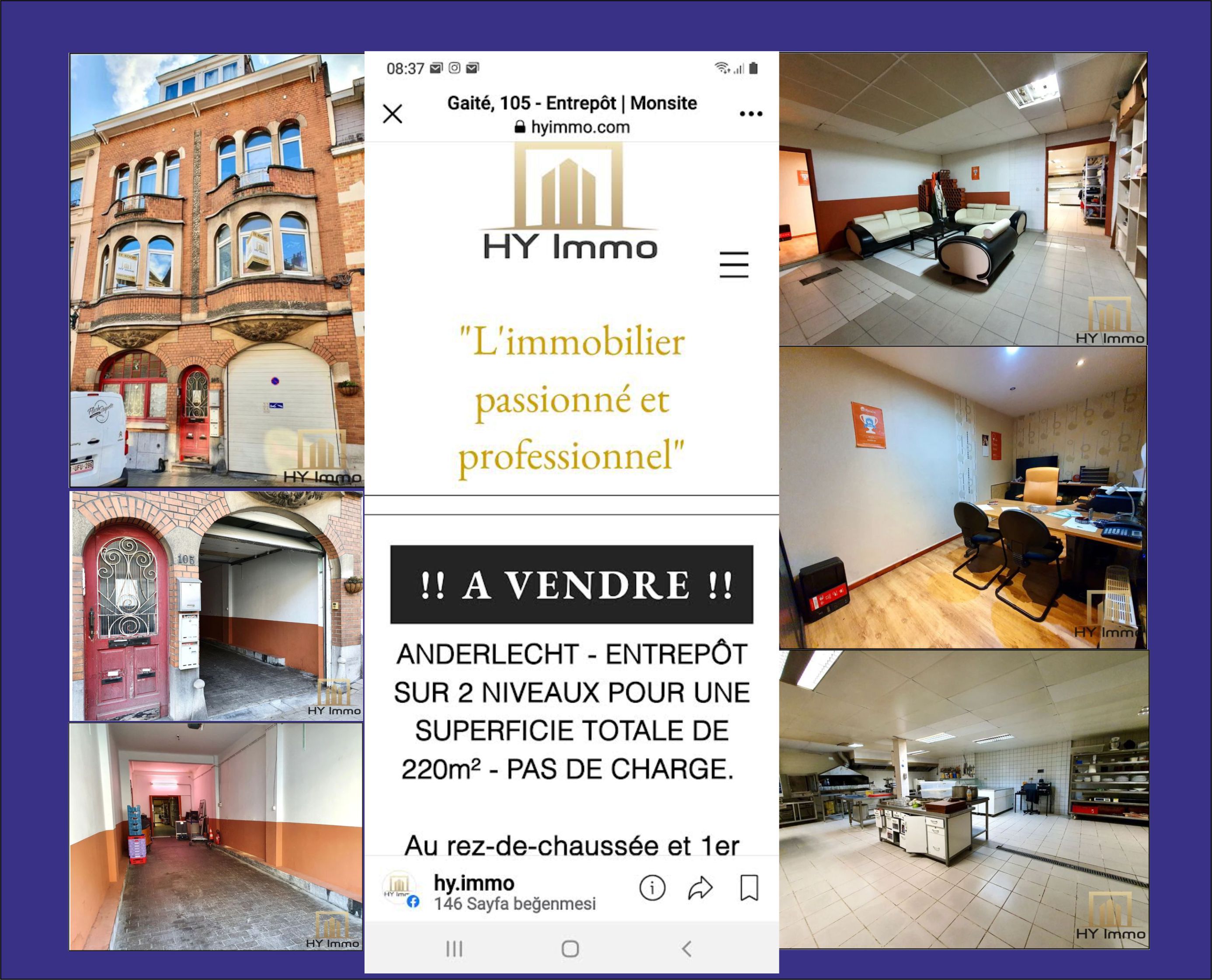 ~ANDERLECHT - ENTREPÔT SUR 2 NIVEAUX POUR UNE SUPERFICIE TOTALE DE 220m² - PAS DE CHARGE.