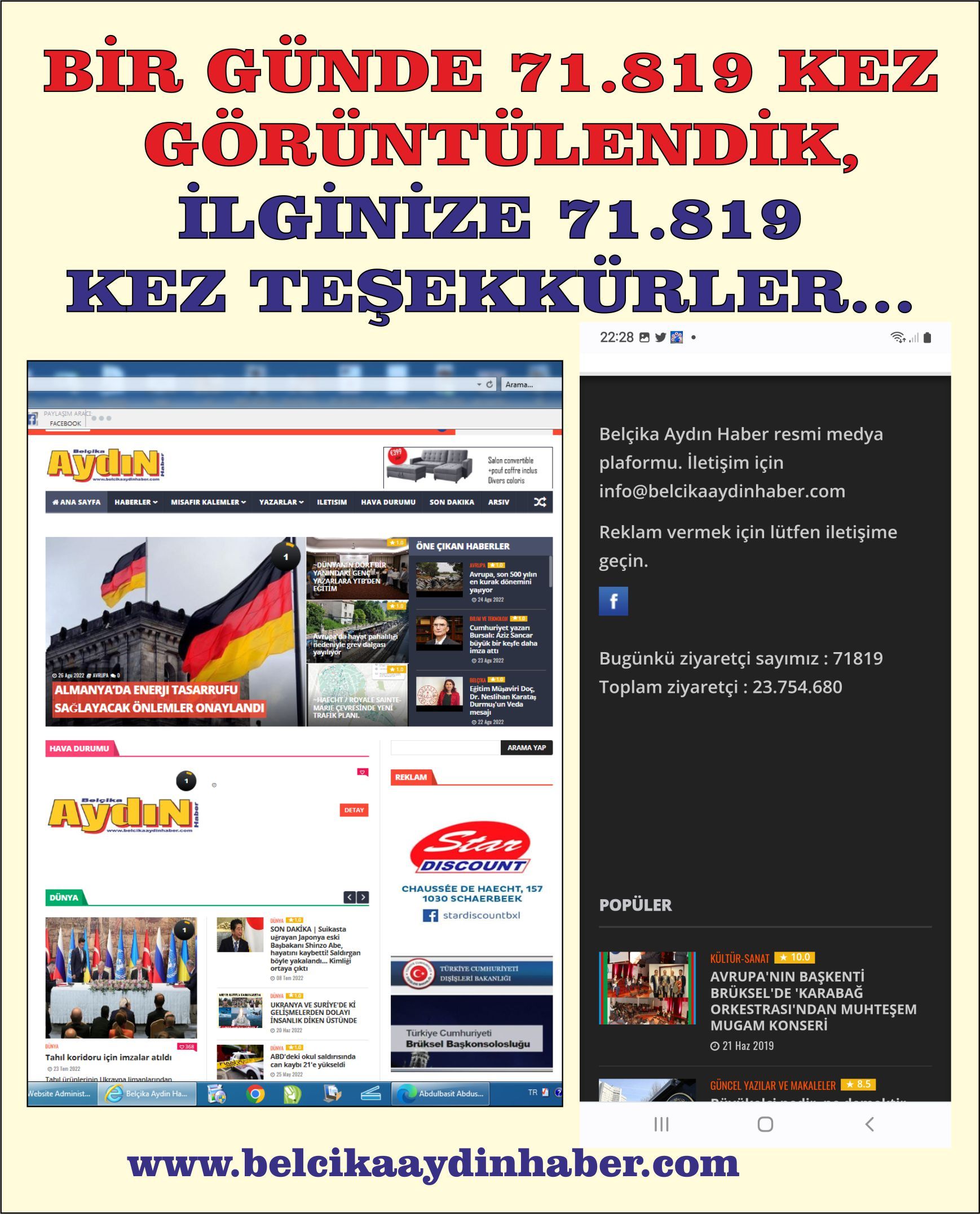 DÜN İTİBARIYLA BİR GÜNDE 71.819 KEZ GÖRÜNTÜLENDİK TEŞEKKÜRLER