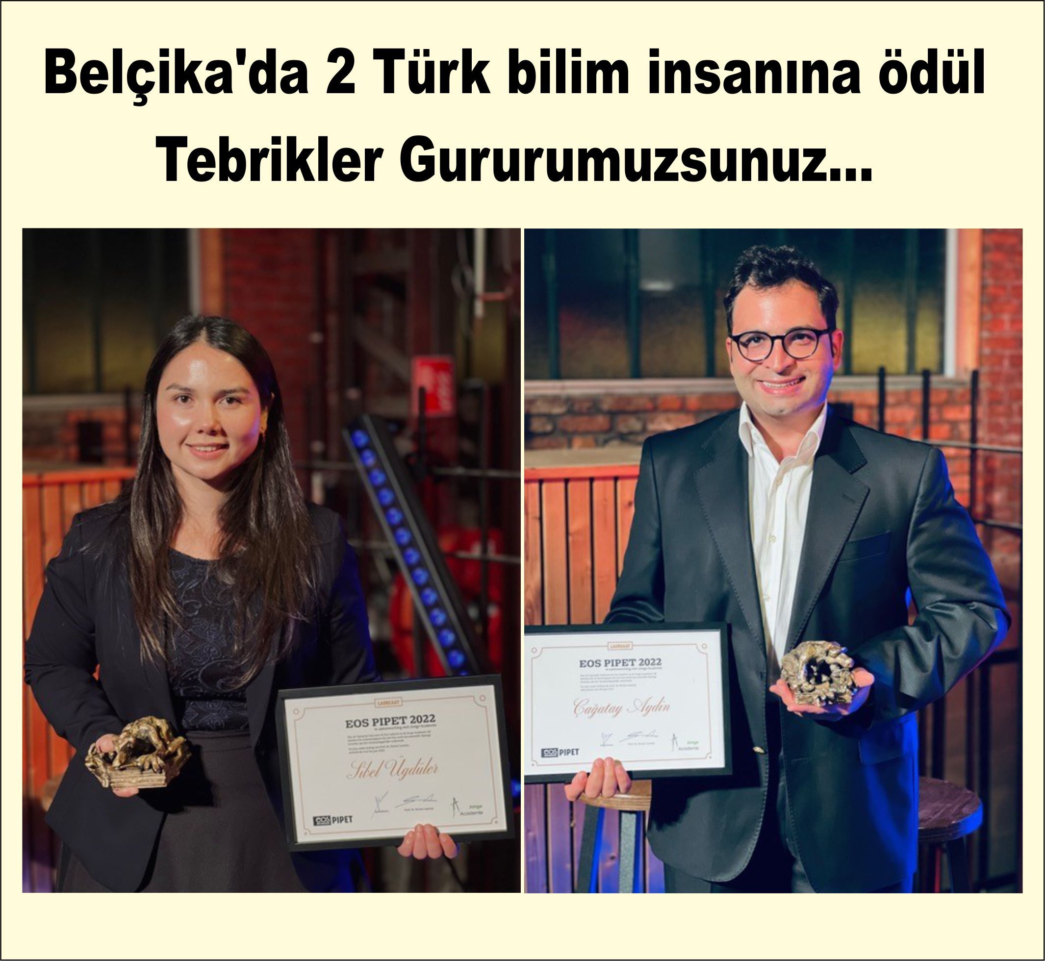 Belçika'da 2 Türk bilim insanına ödül
