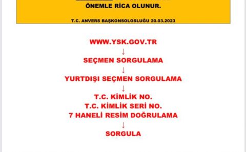 ANVERS BAŞKONSOLOSLUĞUNDA VATANDAŞLARA SEÇİM UYARISI