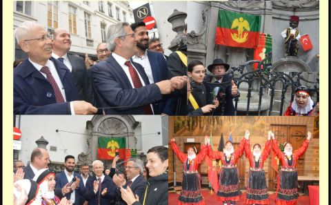 TÜRKLERİN BELÇİKA’YA GELİŞİNİN 60. YILI NEDENİYLE BELÇİKA’NIN SEMBOLÜ ‘MANNEKEN PIS’E TÖREN VE HALAYLARLA ESKİ TÜRK ELBİSESİ GİYDİRİLDİ